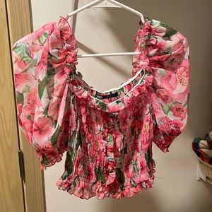 Zara floral smocked crop top